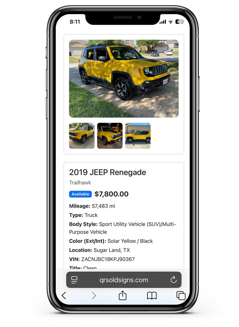 Image showing FOR SALE sign applied to vehicle